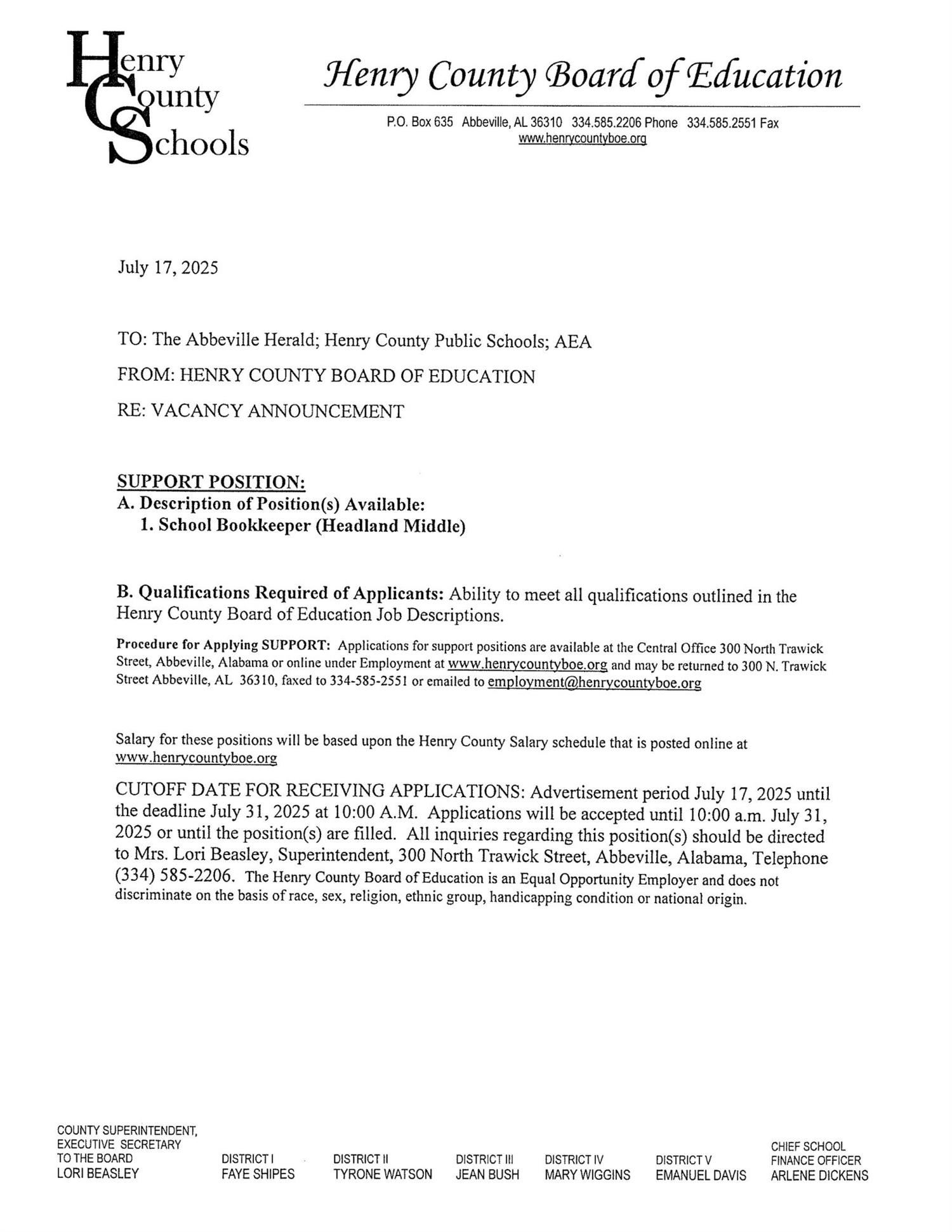 We are hiring HMS Bookkeeper